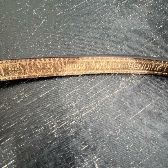 VTG Y2K Michael Kors Brown Leather Skinny Belt w/ Zipper Detail Gold Buckle - Picture 3 of 12